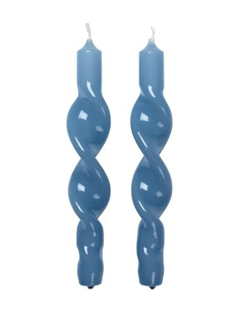 Broste Copenhagen Twist Taper Candle - Blue - H23CM
