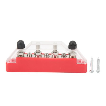 48V 150A 4-polet strømfordelingsblokk 7-veis busslinje med lokk for biler bobiler båter Rød