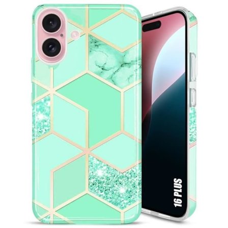 Fodral för iPhone 16 Plus - Turkos Marmor Mönsterskydd Stötsäkert Anti-Scratch Ultra Light
