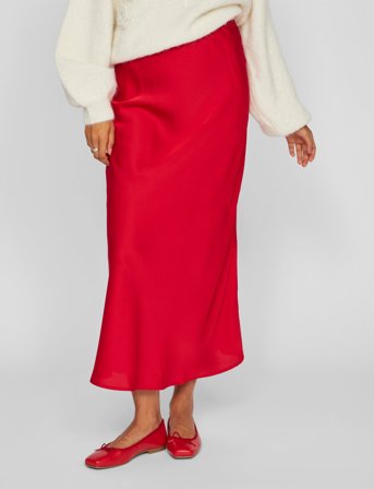 Vila Viellette Hw Midi Skirt - Noos - Red - 38