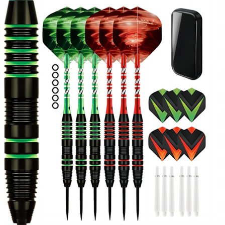 22g Dartsett, Profesjonell Metalldart, Aluminiumsakseldart med Ekstra Vinger, Profesjonelt og Nybegynner Dartsett