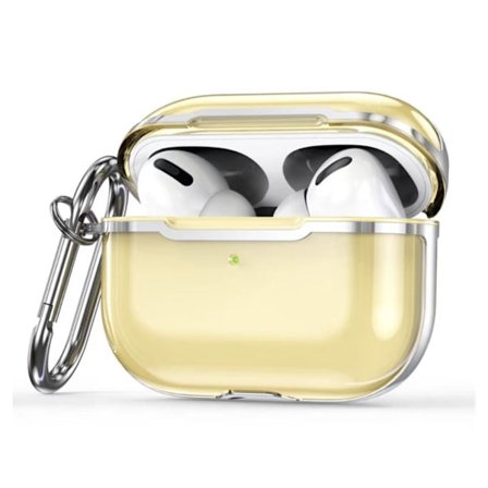 AirPods Pro 2 genomskinligt fodral med karbinhake - Transparent Guld / Silver