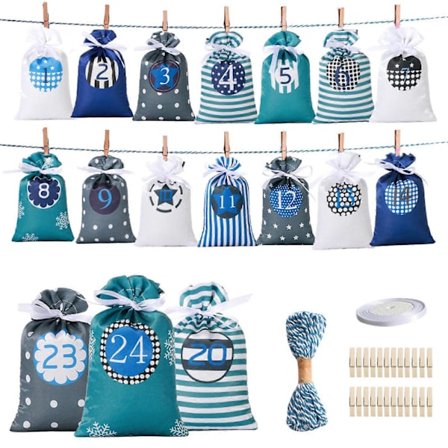 Jul Adventskalender 24 Dagars Hängande Adventskalendrar DIY Godis Presentpåsar för Julfestdekorationer