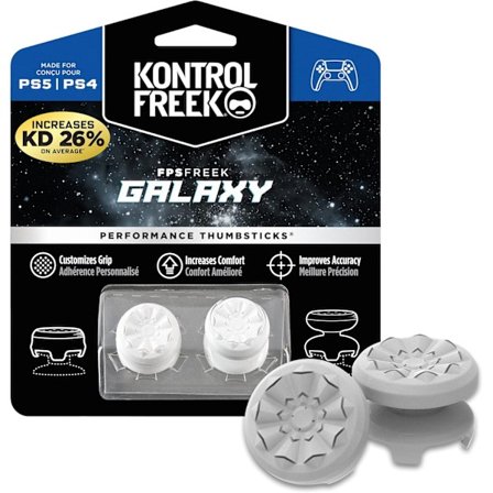 FPS Freek Galaxy Hvid til PlayStation 4 (PS4) og PlayStation 5 (PS5) | Performance Thumbsticks | 1 Høj, 1 M