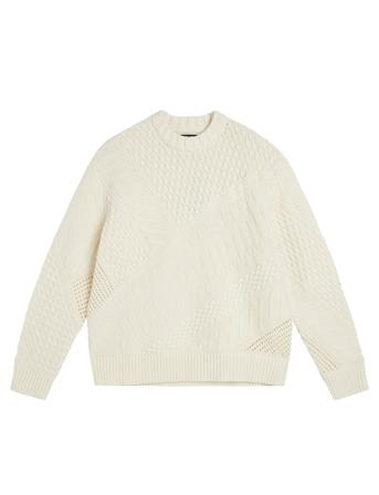 Savio Cable Knit Mock Neck Strikkegenser M. Rund Krage Hvit J. Lindeberg*Betinget Tilbud