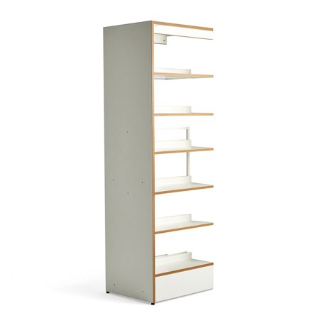 Library bookshelves STORY, add-on, double-sided, 2240x723x585 mm, 6 shelves, white