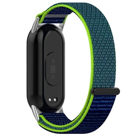 Xiaomi Mi Band 9 NFC / 9 / Smart Band 8 NFC / 8 Nylon håndleddsremarmbånd med magisk tape - Lime + Blå