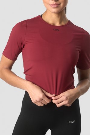 ICANIWILL - Charge Cropped Mid Sleeve Wmn Blood Red - Damen - ICIW