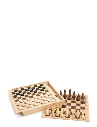 JeuJura Game - Chess & Checkers - Brown - ONE SIZE