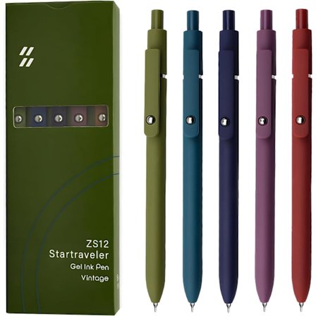 5 stk. 0,5 mm sorte blækpenne, fin spids, glatte skrivepenne med silikonegreb (5 stk. Vintage)