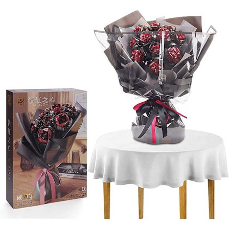 Blombukett Byggsats 776 st med lampor, 11 konstgjorda rosor Kreativ botanisk samling set, Micro Mini Byggstenar