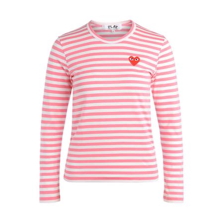 Comme des Garçons Play White striped T-shirt Pink, Dame Sweatshirts