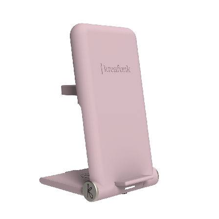 Kreafunk - reCHARGE+ -Ladeständer, Dusty Rose, 15W Schnellladung, Faltbarer Ständer, 3-in-1-Laden