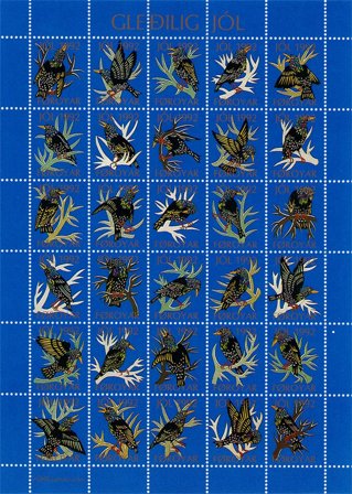 Færøerne - julmärkeark 1992 - Takket - Ubrugt eller foldet