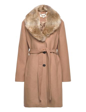 Btn Front Belted Wool Outerwear Coats Winter Coats Beige Michael Kors