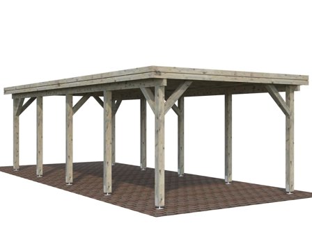Palmako Karl Carport 27,4 m²/inv. 23,1 m², grå impregnerad, Stugor & förråd