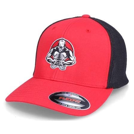 Berzerk - Rød flexfit Caps - Muscle Man Logo Mesh Red/Black Flexfit @ Hatstore
