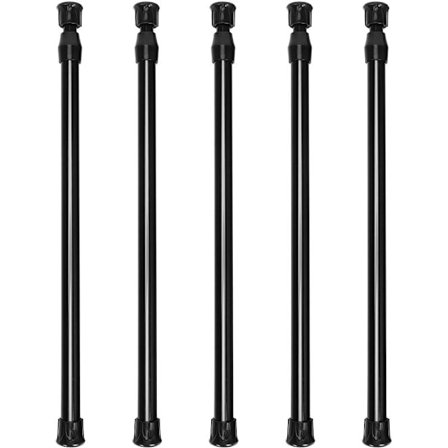 5 Pakke Skab Spændingsstænger Stang Fjeder Gardinstang til DIY Projekter, Udtrækkelig Bredde, 11,81 til 20 Tommer (Sort)