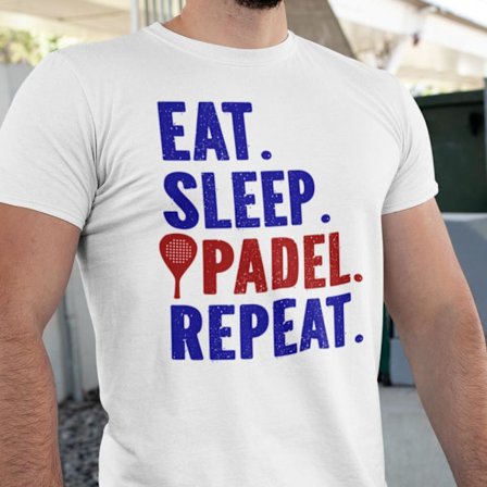 Padel sports t-shirt . Vit Eat Sleep Padel repeat sports tröja