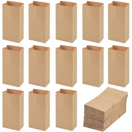 100 ruskeaa voimapaperipussia, 9 * 5,5 * 18 cm, lahjakarkkipussit, pieni koko