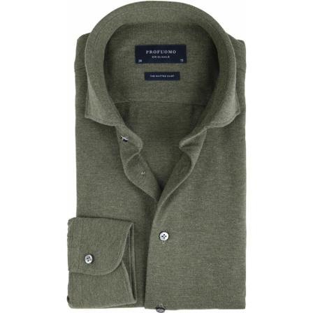 Profuomo Long Sleeved Knitted Shirt Grøn, Herre Skjorter