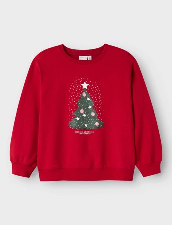 name it Nkfrili Ls Nreg Sweat Bru Box - Red - 122-128