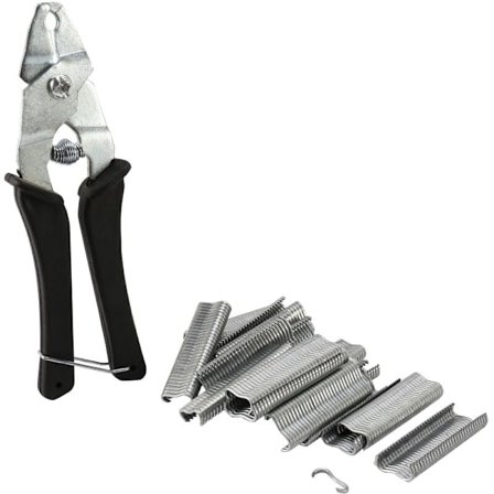 1 stk. Hog Ring Tang og 600 stk. M-klips Kyllingbur Trådnett Krymping Sveising Leddsveising Lodding Reparasjonsverktøy