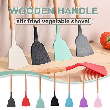 Silikoninen keittiövälineiden sarja 13 kpl Laadukkaat puiset ruoanlaittolastan työkalut(Cyan)