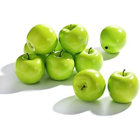 Konstgjorda frukter, 10 st falska frukt äpplen, konstgjorda gröna äpplen modell Faux grönt äpple, falska dekorativa frukter för hemmafest