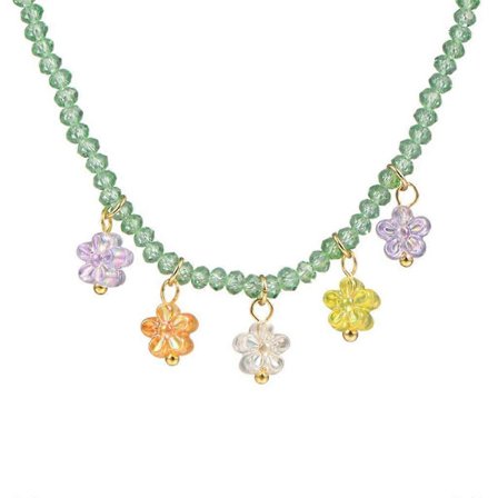 Egirl Smykker Kult Fargerikt Perleanheng Halskjede DIY Mote Blomst Choker Perler