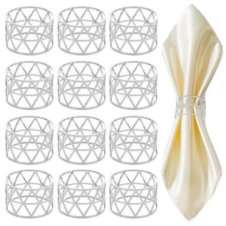 12 Servettirengasta, Kultaiset Servettirenkaat Joulu Servettirengassarja, jossa 12 Metallista Servettirengaspidikettä Juhlapöydän Koristeluun