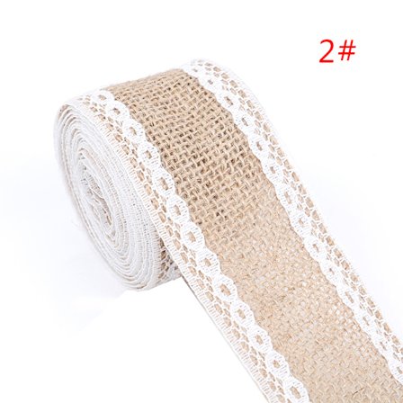 5 stk 2Meter/rull Jute Jute Hessian blondebånd Hvit blonder Tri