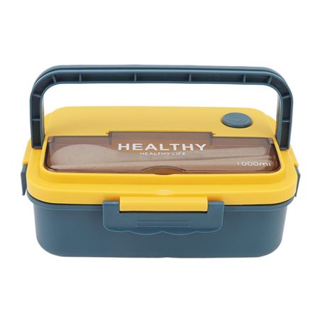 3-osastoinen mikroaaltouunin kestävä Bento-rasia 1000 ml lapsille, aikuisille, opiskelijoille, toimistoon, tyylikäs sininen