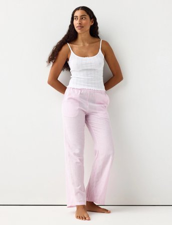 Lindex Pyjama Trousers Light Woven - Pink - XXL