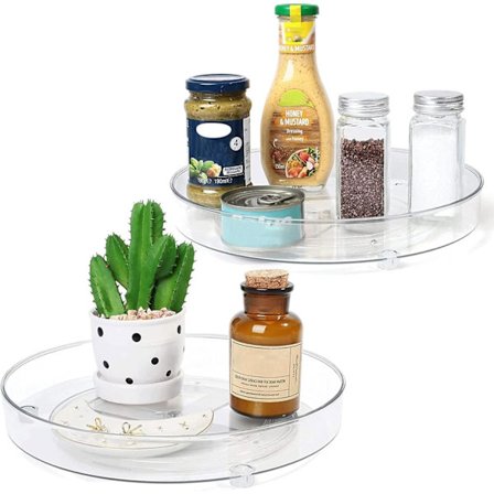To-delt roterende oppbevaringsstativsett, kjøkken kjøleskap oppbevaringsstativ, 360-graders roterende stativ (27+23,5 cm)