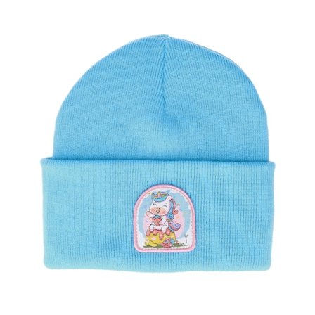 Unicorns - Strawberry Unicorn Patch Sky Blue Beanie Cuff Blue Beanie - @ Hatstore