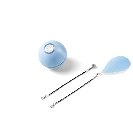 Blå Interaktiv Kattelegetøj, Smart Selvroterende Hoppebold Til Indendørs Killing, Med 2 Tilstande, Konvertibel LED-lys, USB-opladelig, Voksen 