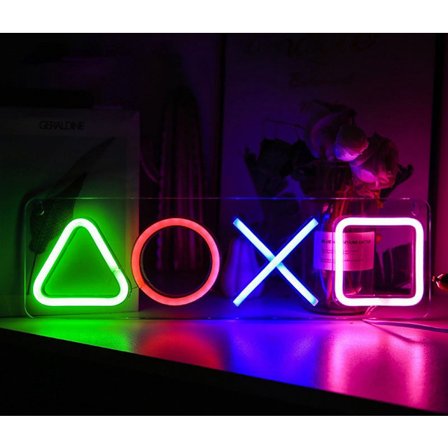 Neon LED-lampe Spillkontrollknapper Vegglampe Dimbar Belysning for Spillrominnredning