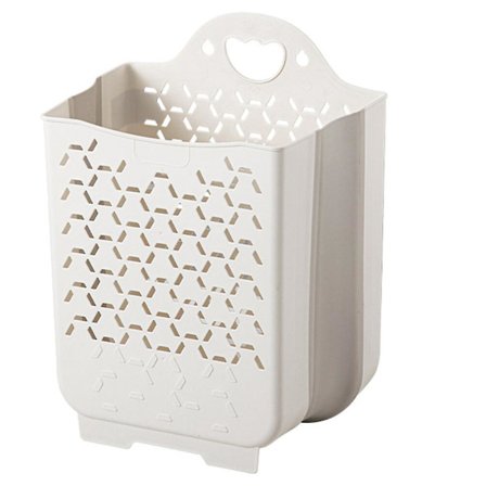 Sammenklappelig vasketøjskurv vasketøjskurv vægmonteret sammenklappelig vasketøjskurv (30X17X38.5CM, hvid)
