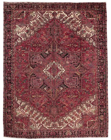 Noué À La Main Heriz Tapis 297X385 De Laine Rouge Foncé/Noir Grand