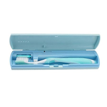 1 st Bärbart UV Tandborstfodral Dubbel Batteri USB Användning Tandborsthållare Rese Tandborste utan Batteri (Blå)