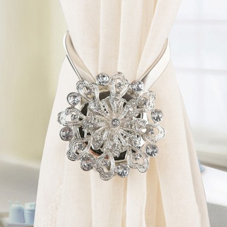 2-pak blomstermagnetiske gardinholdere, dekorativ gardinholder