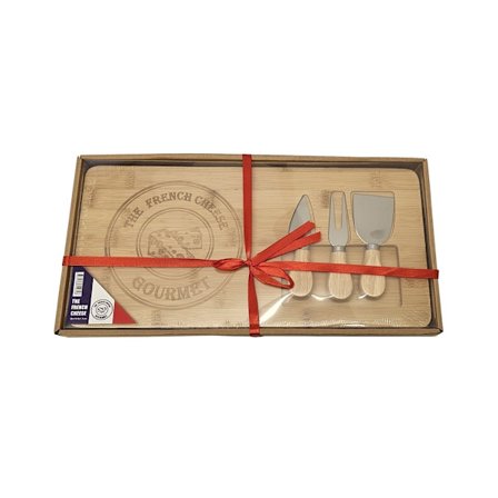 Ostbricka med 3 knivar Skärbräda 38 cm