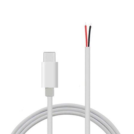 USB Type C han 2-benet ledning DIY Pigtail-kabel 5V 2A sort USB-strøm med 2-benet ledningsstik til LED-lys ventilator routere