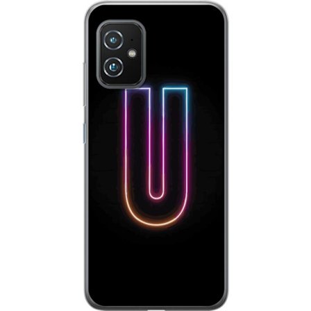 Yhteensopiva Puhelinkuori Asus Asus Zenfone 8 Minimaalinen neonkirjain U kirkkaalla valaistustehosteella mustaa taustaa vasten