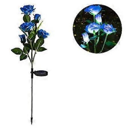 Solcellehavepælelys, Rose Petal Lys, LED Solcellepælelys med 5 Roser, Vandafvisende til Have, Græs, Julepynt