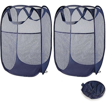 2 stk Mesh Pop-up Sammenleggbar Vaskekurv, Stor 77 Liter Sammenleggbar Acsergery Gave