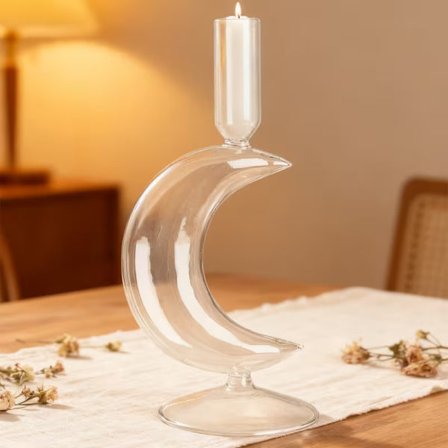 En Ramadan-hjemmedekoration i orientalsk stil, en halvmåneformet Ramadan-lysestage.