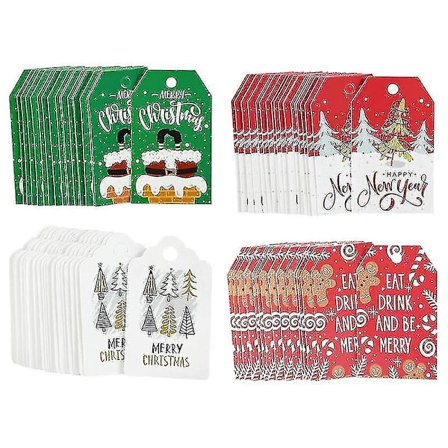 100 stk Julekort Etiketter Papir Snøflak Juletre Tags Til Jul Dekor