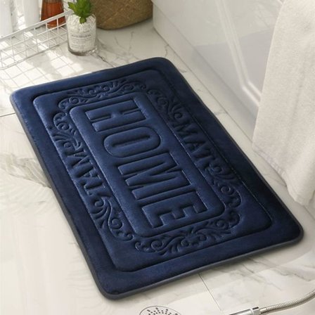 Bademåtter, badeværelsesgulvmåtter, hjemmemåtter med logo, memory foam-måtter, skridsikre måtter, høj vandabsorption (mørkeblå, 17,7''x25,6'')